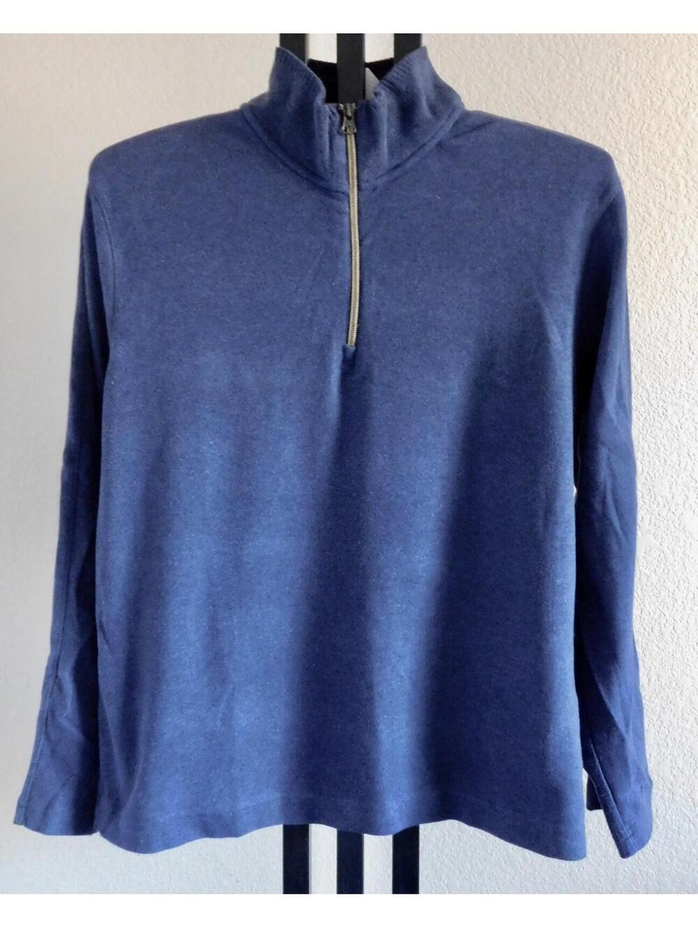 Robert Graham 1/4 Zip Pullover Mens Size Large Slate Blue Cotton Blend Top